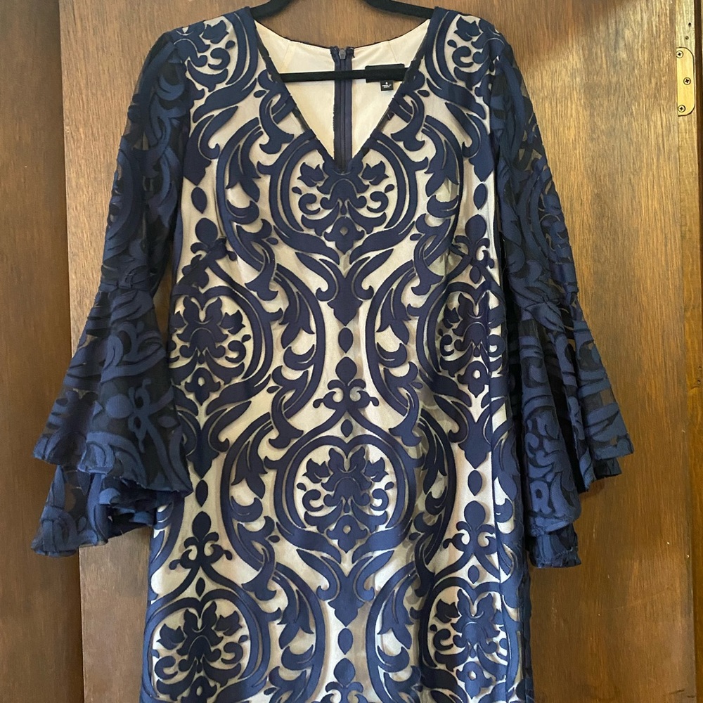 MSK, Blue Lace Overlay Dress, Size 8